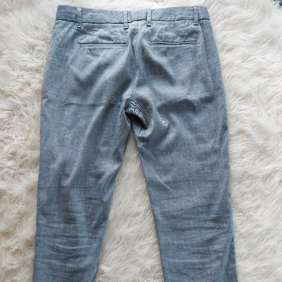 Gap Women's Slim Cropped Grey Linen Blend Stretch Pants Size: 2 - Picture 3 of 8